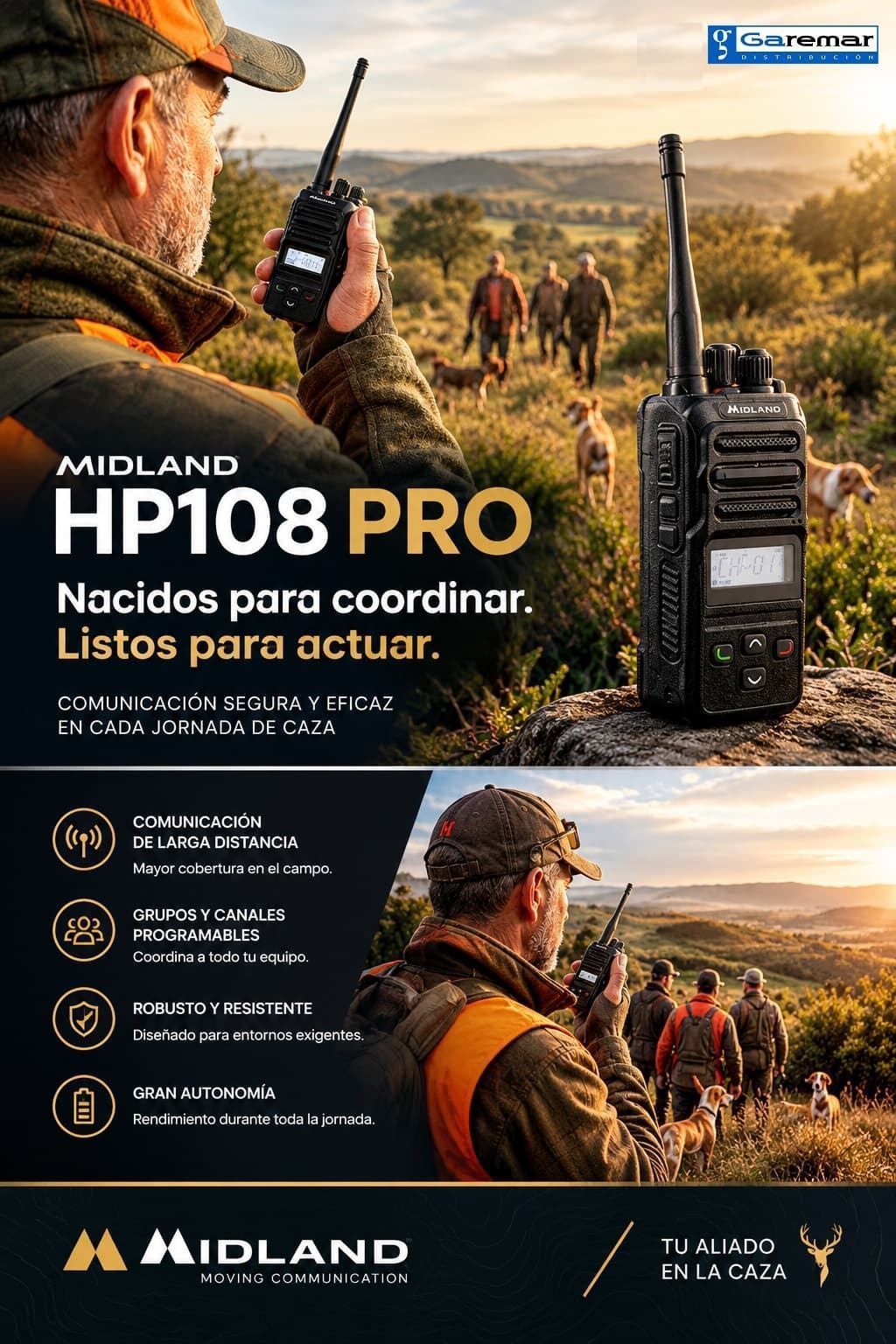 Emisora portátil VHF HP108Pro Midland - Imagen 1