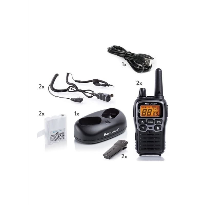 Midland Par emisoras portátiles PMR XT70 + Base + Mic/Aur - Imagen 4