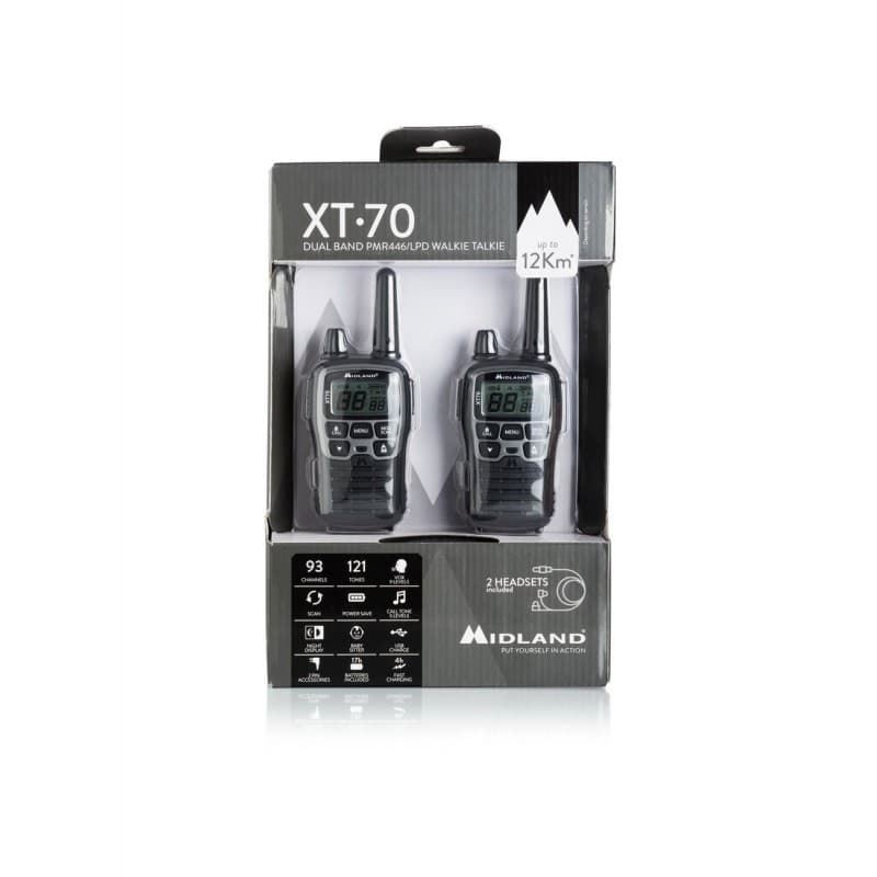 Par emisoras portátiles PMR XT70 Midland + Base + Mic/Aur - Imagen 5